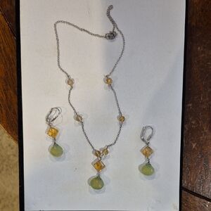 Artisan S/S Gemstone Necklace Earrings Set